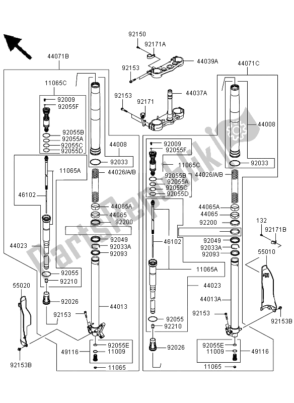 Todas las partes para Tenedor Frontal de Kawasaki KLX 450R 2009