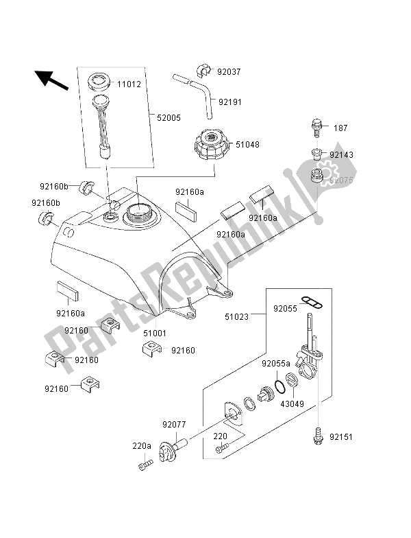 Todas las partes para Depósito De Combustible de Kawasaki KVF 400 4X4 2002