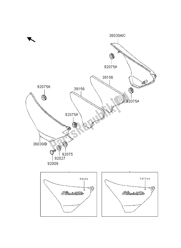 All parts for the Side Covers of the Kawasaki Eliminator 600 1995