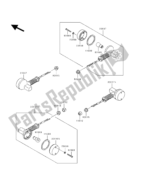 All parts for the Turn Signals of the Kawasaki KLX 250 1993