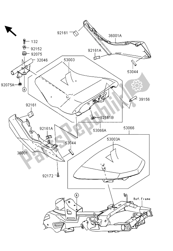 Alle onderdelen voor de Stoel van de Kawasaki ER 6F 650 2013