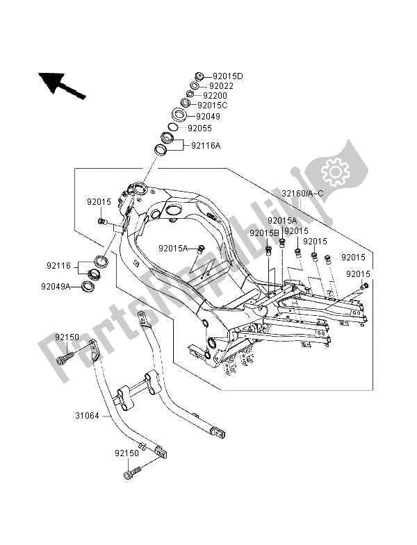 All parts for the Frame of the Kawasaki ZZR 1100 1995