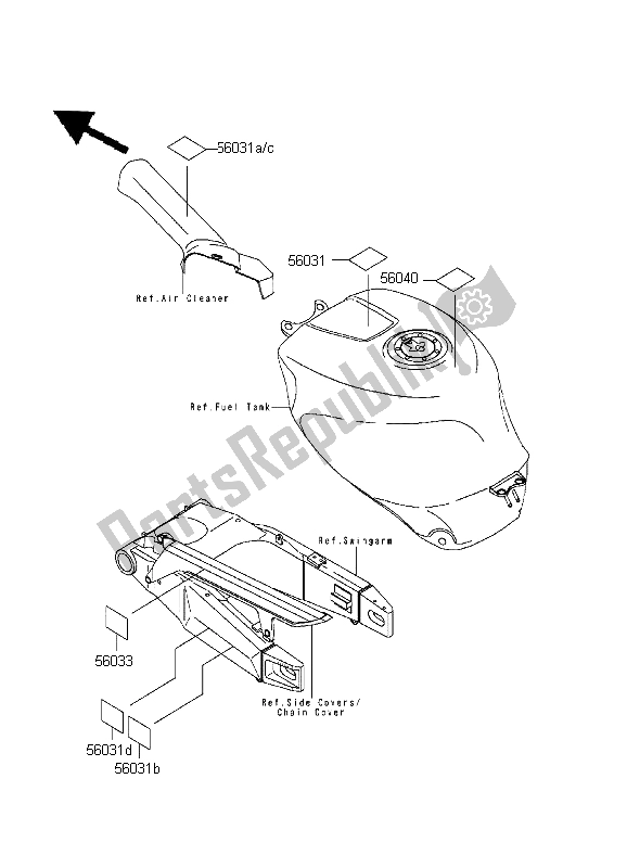 All parts for the Labels of the Kawasaki Ninja ZX 7R 750 1999