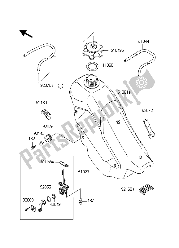 Todas as partes de Tanque De Combustível do Kawasaki KDX 200 1998