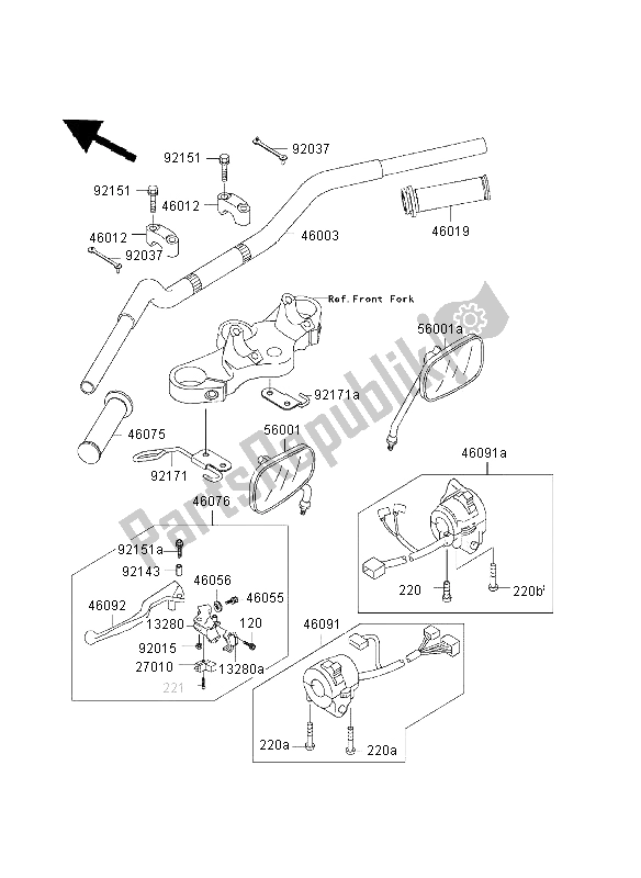 Tutte le parti per il Manubrio del Kawasaki W 650 2003