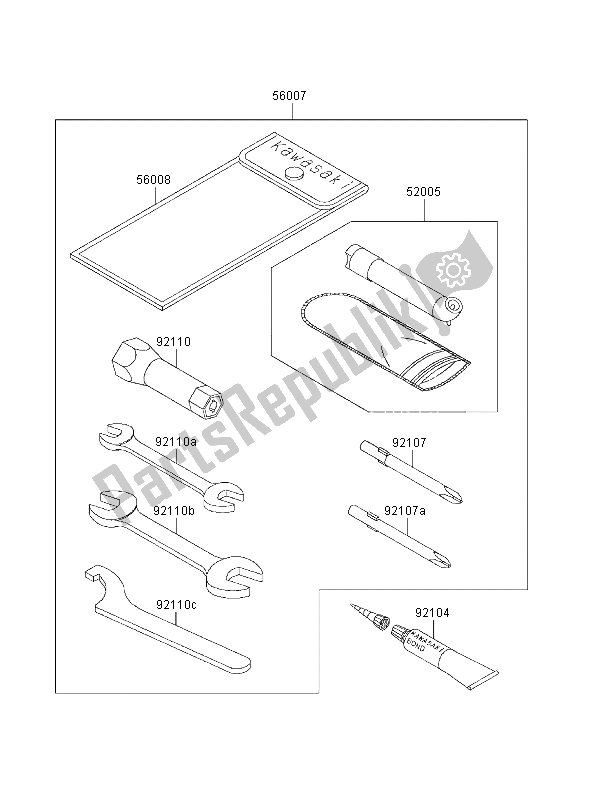 Alle onderdelen voor de Eigenaars Tools van de Kawasaki KVF 300 4X4 2000