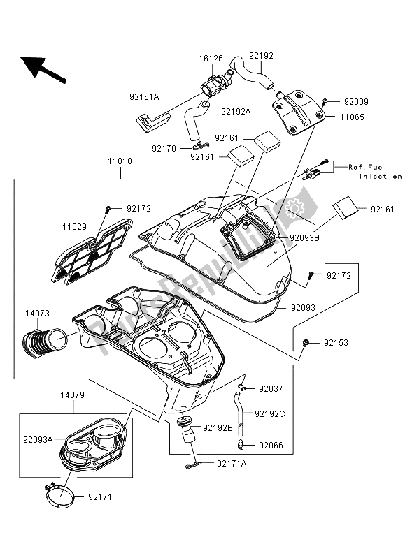 Alle onderdelen voor de Luchtfilter van de Kawasaki ER 6N ABS 650 2006