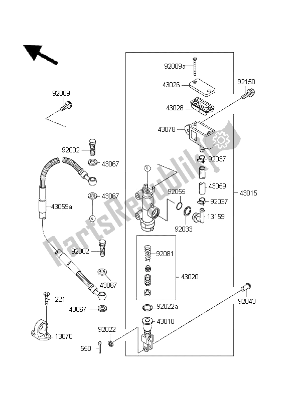 Todas las partes para Cilindro Maestro Trasero de Kawasaki KLX 650R 1995