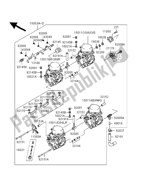 Tutte le parti per il Carburatore del Kawasaki Ninja ZX 6R 600 1998