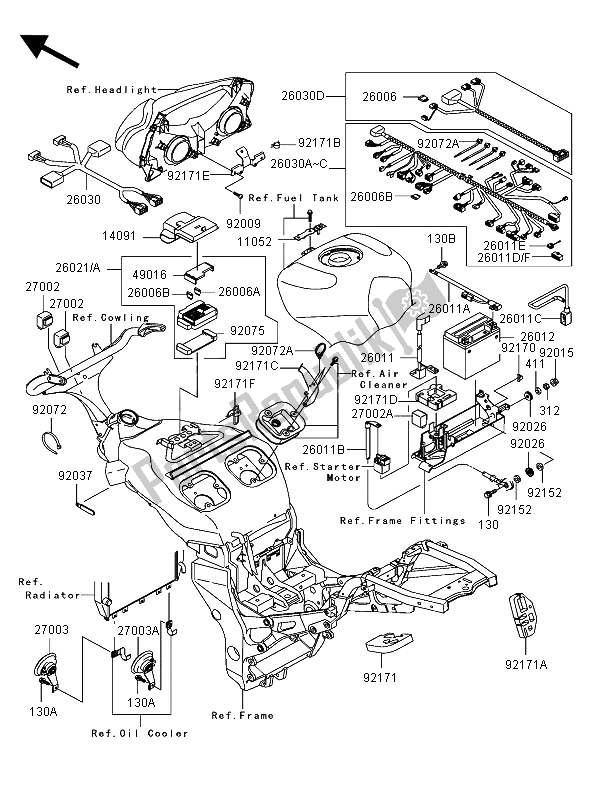 All parts for the Chassis Electrical Equipment of the Kawasaki Ninja ZX 12R 1200 2002