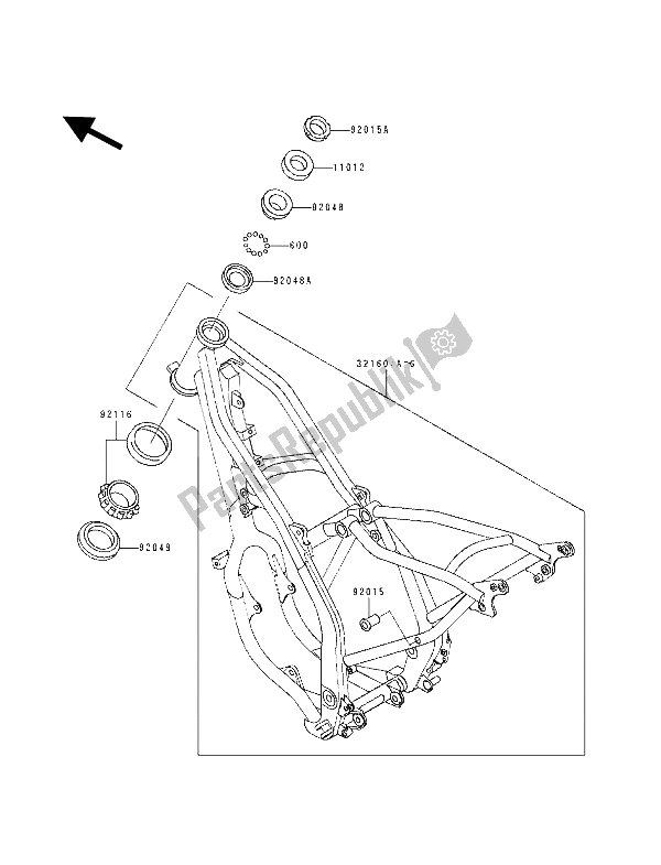 Toutes les pièces pour le Cadre du Kawasaki KDX 125 1990