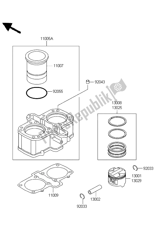 Tutte le parti per il Cilindro E Pistone del Kawasaki ER 5 500 2004