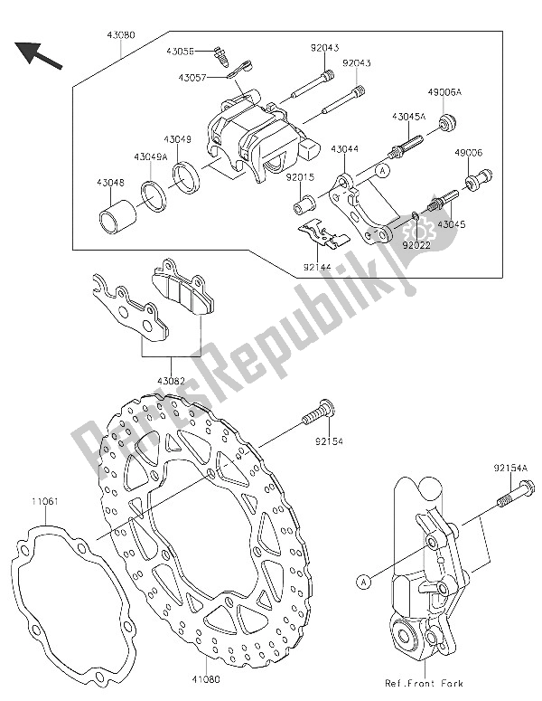 Tutte le parti per il Freno Anteriore del Kawasaki Ninja 250 SL 2016