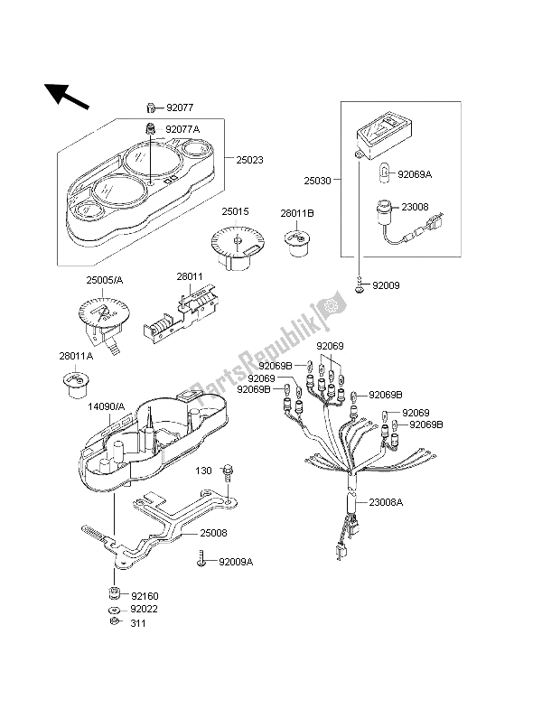 All parts for the Meter of the Kawasaki 1000 GTR 1997