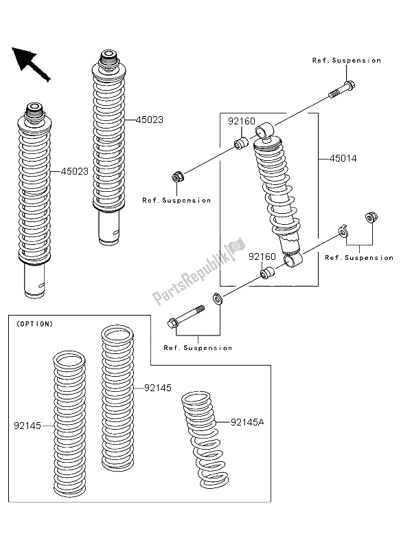 All parts for the Shock Absorber of the Kawasaki KVF 360 4X4 2003