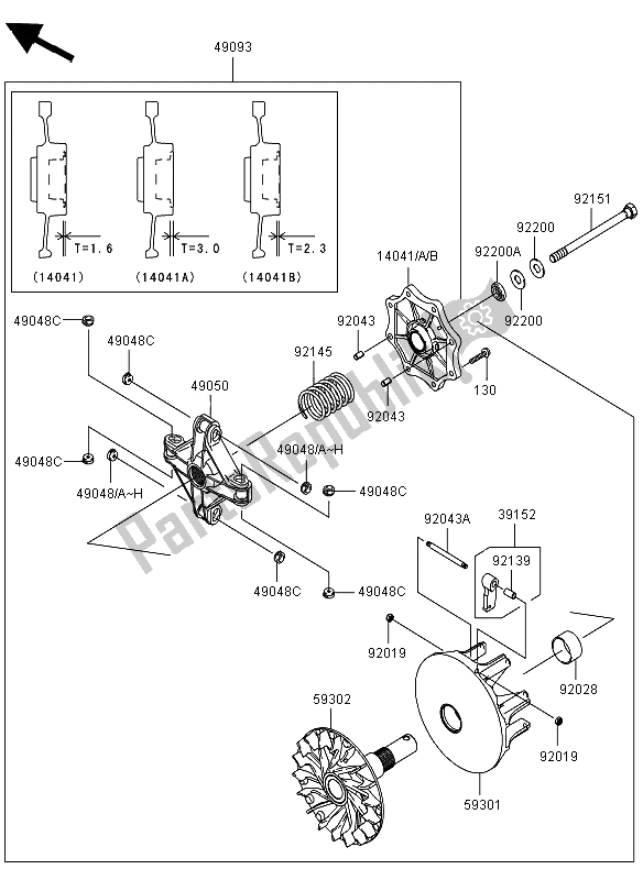 All parts for the Drive Converter of the Kawasaki KVF 750 4X4 2012