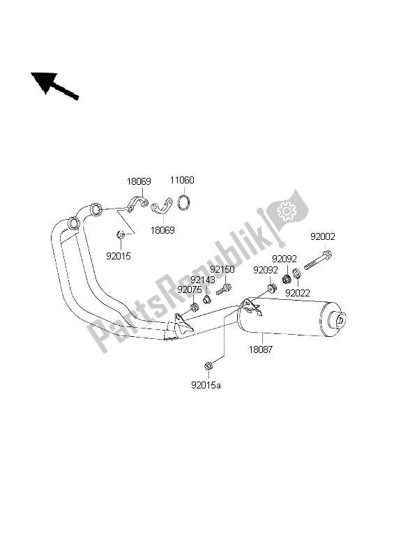 All parts for the Muffler of the Kawasaki ER 5 500 2001