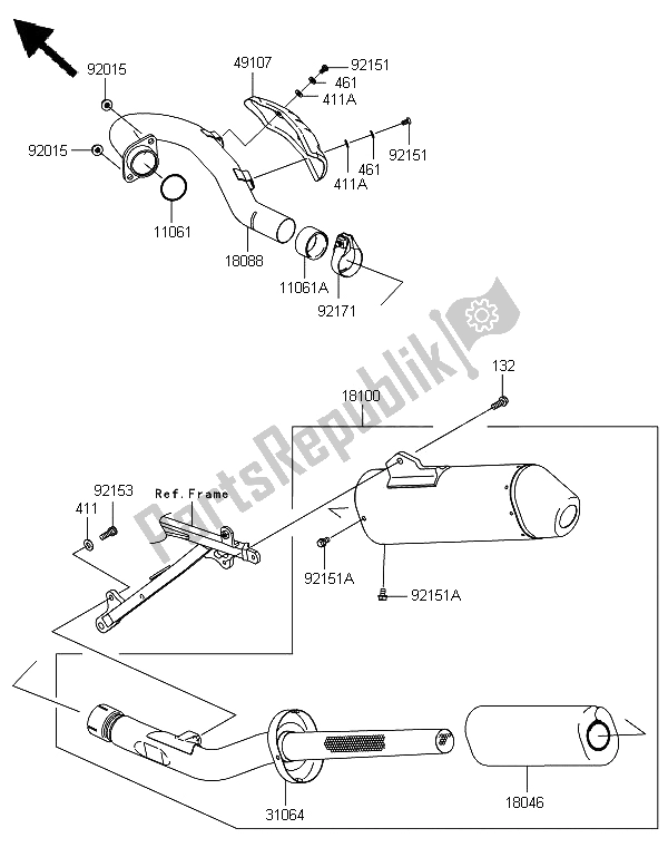 All parts for the Muffler (as) of the Kawasaki KX 450F 2008