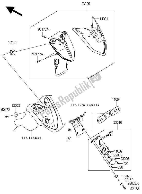 All parts for the Taillight of the Kawasaki VN 1700 Classic 2009