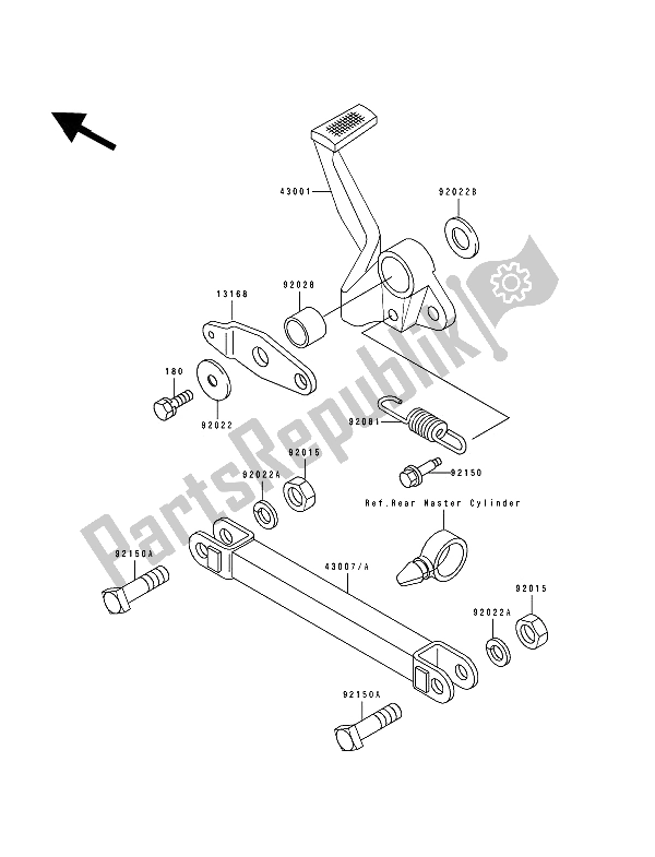 Todas as partes de Pedal De Freio do Kawasaki Zephyr 550 1992