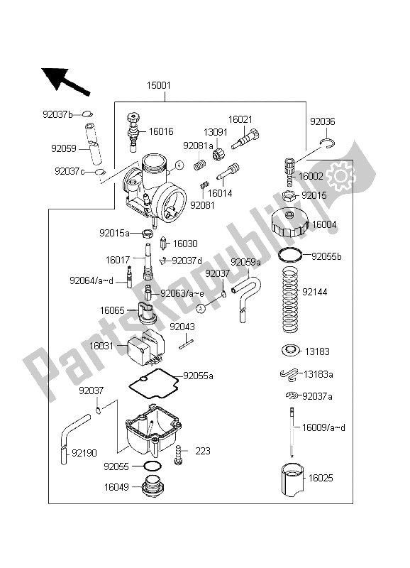 All parts for the Carburetor of the Kawasaki KX 80 SW LW 1995