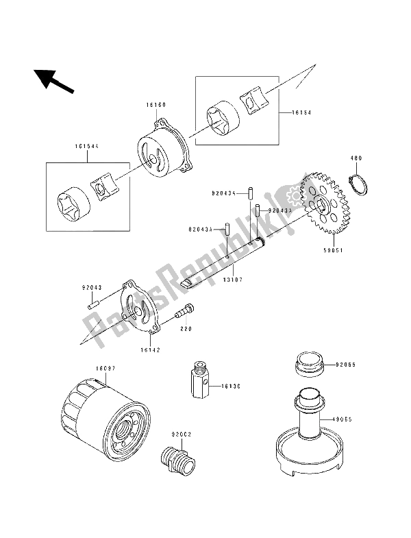 All parts for the Oil Pump of the Kawasaki ZZ R 600 1991