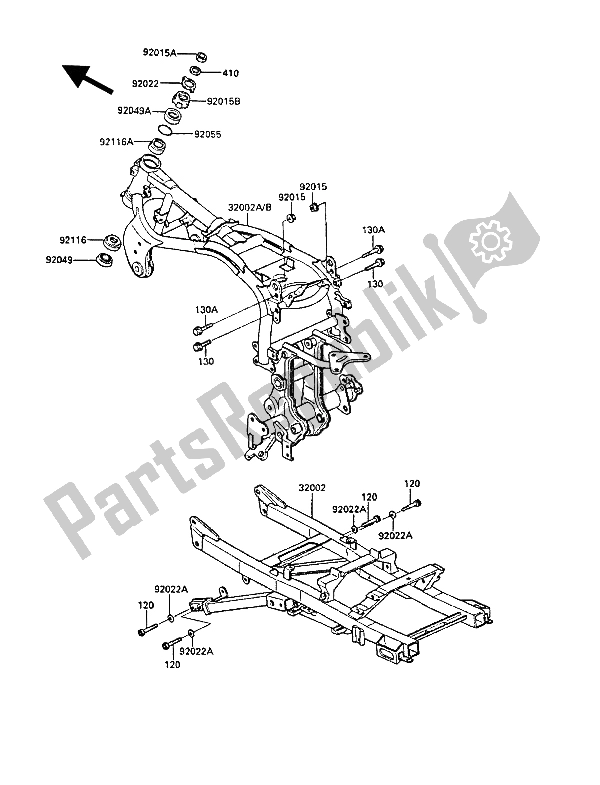 Tutte le parti per il Telaio del Kawasaki GPZ 900R 1987