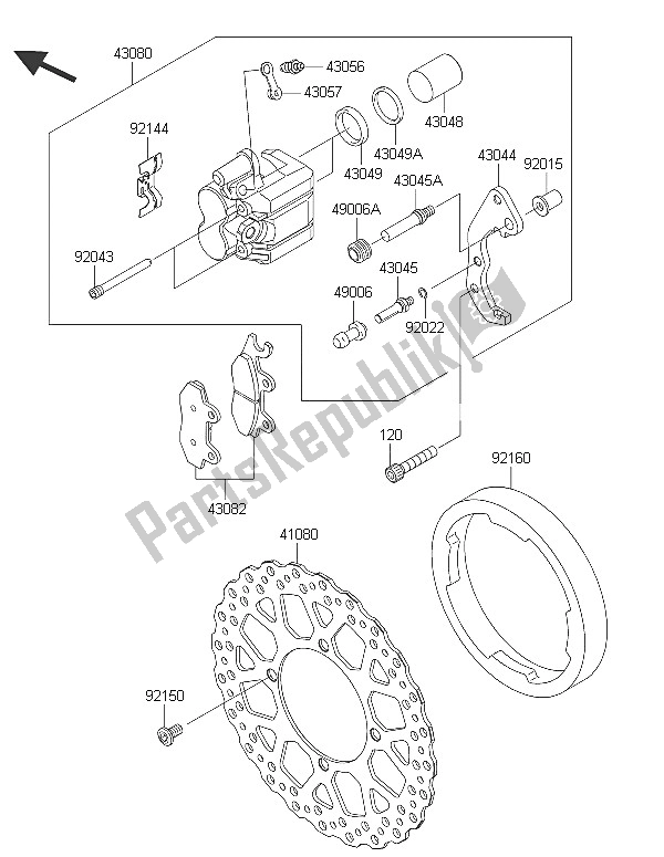 All parts for the Front Brake of the Kawasaki KLX 250 2016