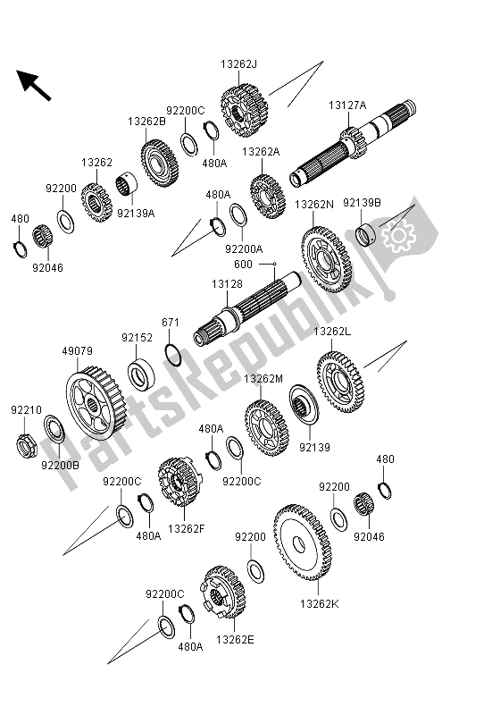 All parts for the Transmission of the Kawasaki VN 1700 Classic Tourer ABS 2013