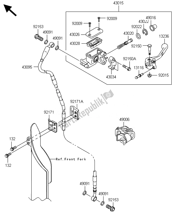 Tutte le parti per il Pompa Freno Anteriore del Kawasaki KX 450F 2014