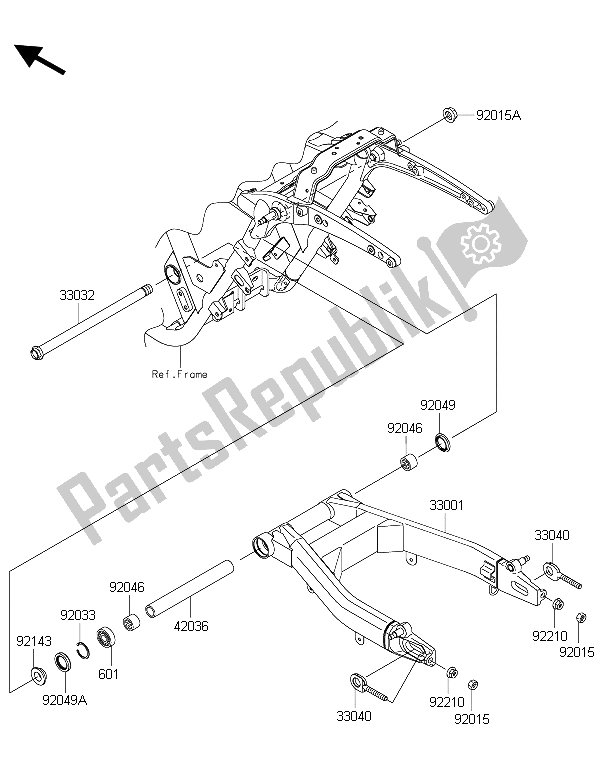 All parts for the Swingarm of the Kawasaki Vulcan 1700 Nomad ABS 2015