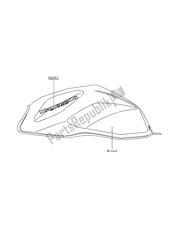 Tutte le parti per il Decalcomanie (verde) del Kawasaki Z 1000 2003