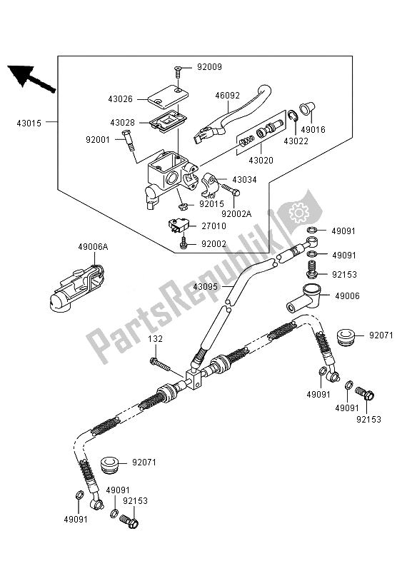 All parts for the Front Master Cylinder of the Kawasaki KVF 650 4X4 2007