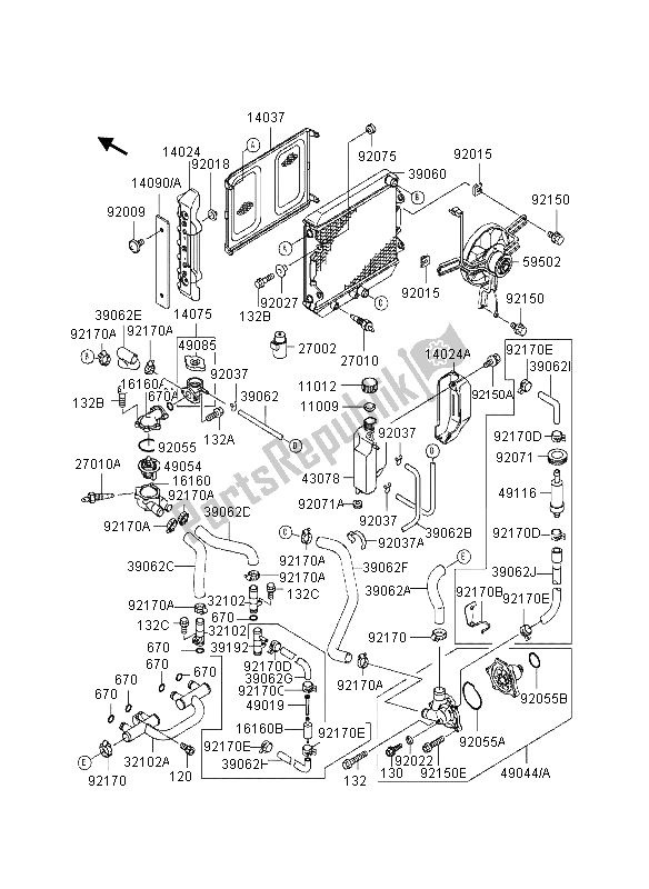 All parts for the Radiator of the Kawasaki Eliminator 600 1995