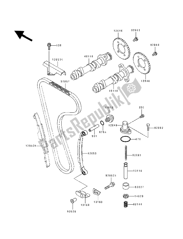 Tutte le parti per il Albero A Camme (s) E Tenditore del Kawasaki EL 250E 1992