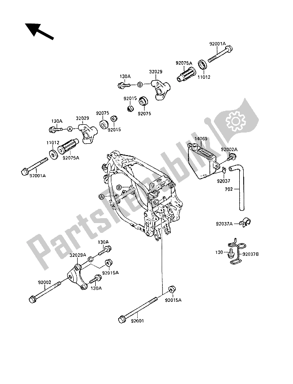 All parts for the Frame Fittings of the Kawasaki GPX 750R 1988