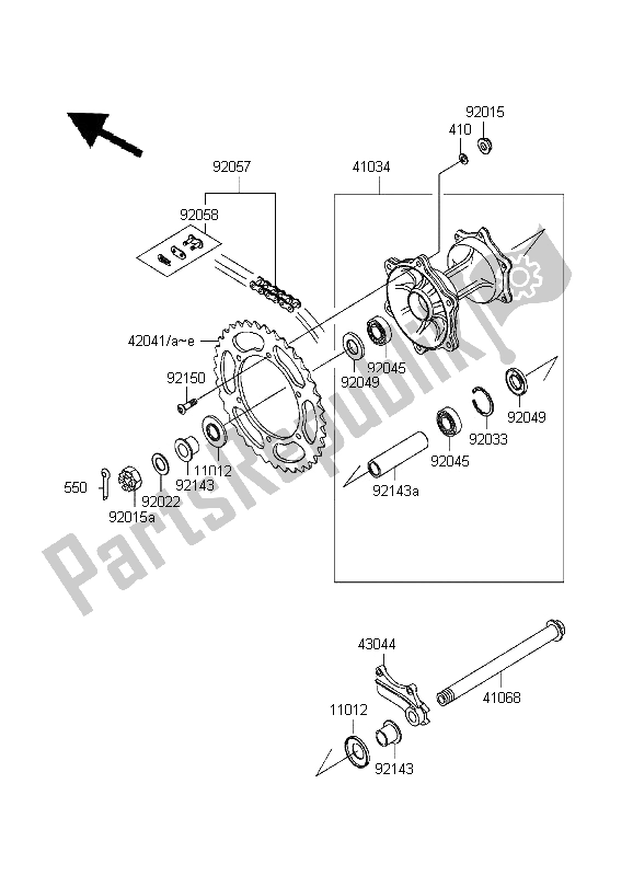 All parts for the Rear Hub of the Kawasaki KX 500 1995