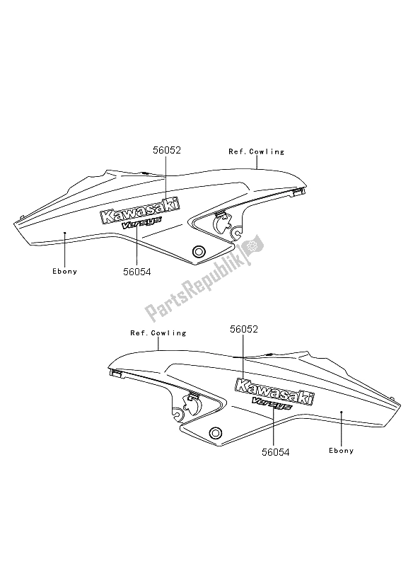 All parts for the Decals (yellow) of the Kawasaki Versys 650 2012