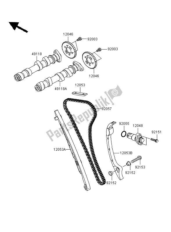 All parts for the Camshaft & Tensioner of the Kawasaki Versys ABS 650 2008