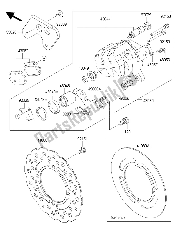 Alle onderdelen voor de Achterrem van de Kawasaki KX 85 SW 2015