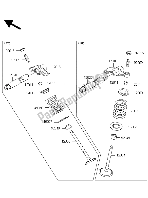 All parts for the Valve(s) of the Kawasaki D Tracker 125 2012