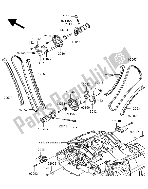 Alle onderdelen voor de Nokkenas En Spanner van de Kawasaki VN 1700 Voyager Custom ABS 2011