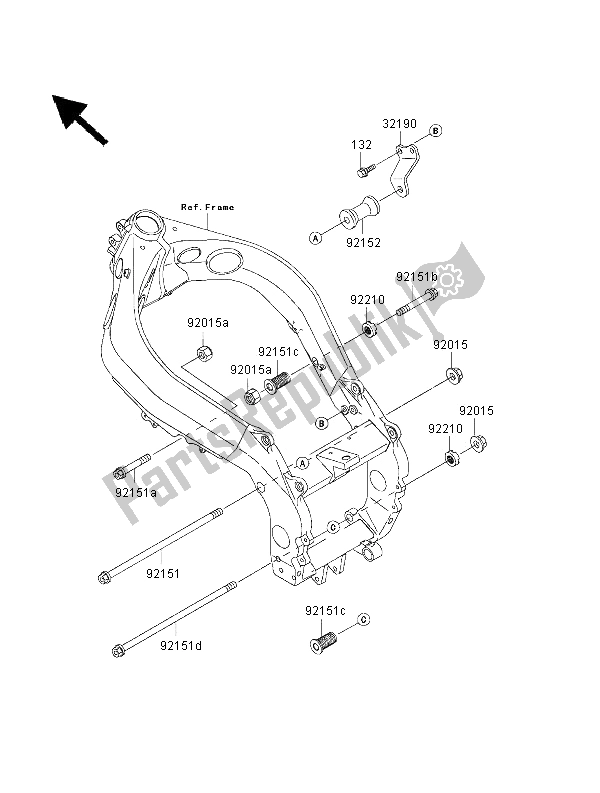 All parts for the Frame Fittings of the Kawasaki Ninja ZX 9R 900 2000