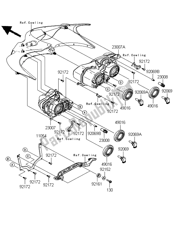 Alle onderdelen voor de Koplamp van de Kawasaki ZZR 1400 ABS 2008