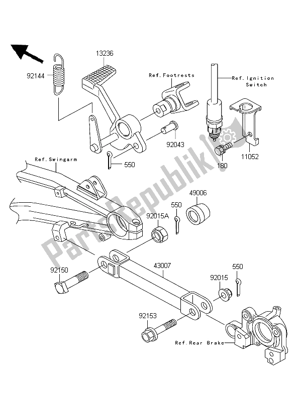 All parts for the Brake Pedal of the Kawasaki ZRX 1200R 2004