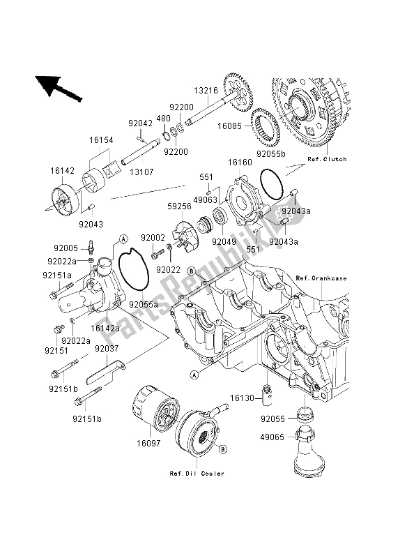 Tutte le parti per il Pompa Dell'olio del Kawasaki Ninja ZX 9R 900 2003