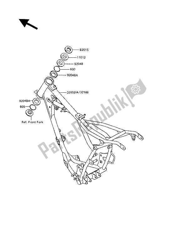 Tutte le parti per il Telaio del Kawasaki KX 60 1989