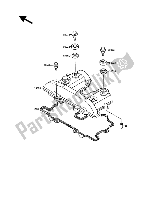 Tutte le parti per il Coperchio Della Testata del Kawasaki KLR 250 1992