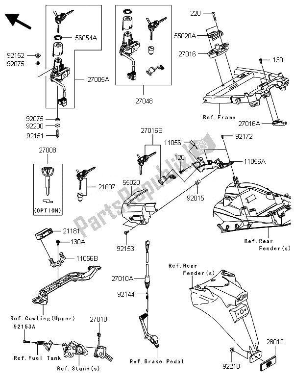Toutes les pièces pour le Interrupteur D'allumage du Kawasaki ZZR 1400 ABS 2014