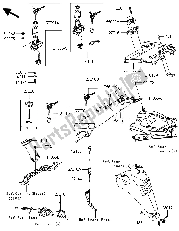 Toutes les pièces pour le Interrupteur D'allumage du Kawasaki ZZR 1400 ABS 2014